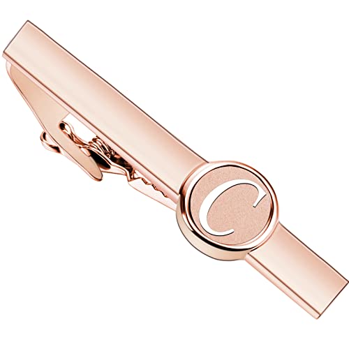 Amiter 2 Inch Tie Clips And Cufflinks Sets For Men, A-Z Rose Gold Letter Cufflinks And Tie Clips Sets For Formal Business Wedding #TOP9