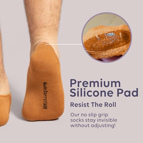 Nude Barre No Show Ankle Socks for Women and Men - Non Slip, 3 Pair3