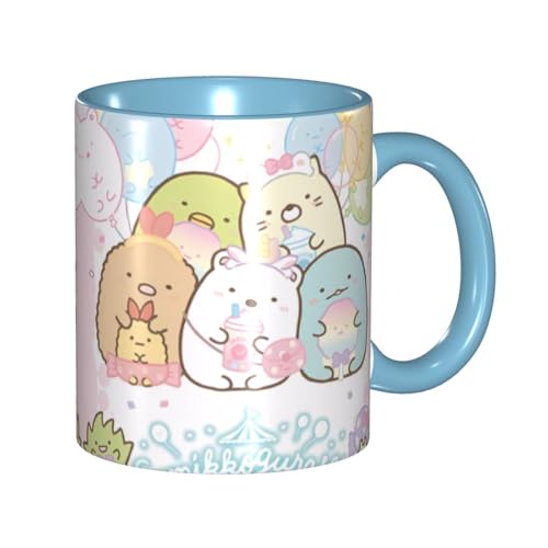 すみっコぐらし グラスカップ 二重構造 マグカップ カスタムメイド 漫画 コーヒーカッ ハンドル磁器 ウォーターカップ 耐熱 湯飲み マグ Sky Blue