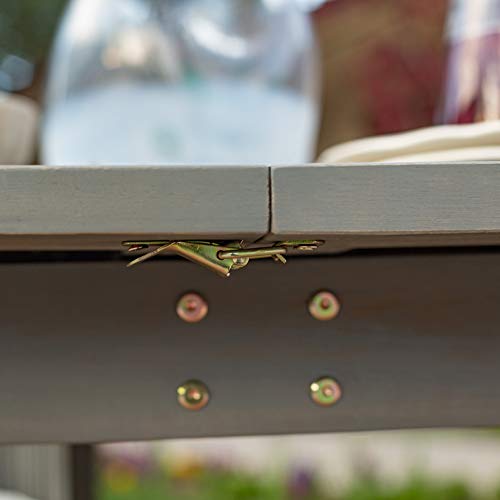 Walker Edison 6-8 Person Outdoor Wood Chevron Patio Furniture Dining Set Extendable Table Bench All Weather Backyard Conversation Garden Poolside Balcony, 3 Piece, Grey #TOP6