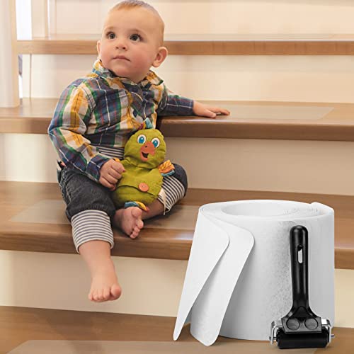 Bojim Clear Stair Treads Non-Slip, Stair Grips Non Slip Indoor for Wood, 6''X24'' 15-Pack Pre-Cut Anti Slip Step Strips, Safety for Dogs, Kids, Elderly