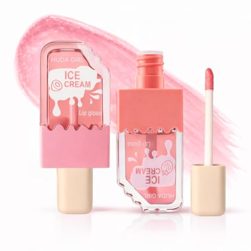 Image of 2pc Ice Cream Shape Lip Gloss Set, Waterproof | Lightweight, Non-Sticky, Shimmery Effect, Long Lasting Liquid Glitter Lip Tint, for women