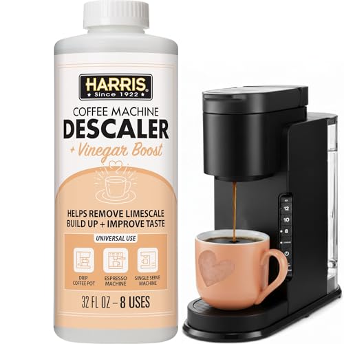HARRIS Coffee Machine Descaler Descaling Solution - 32 Fl. Oz. (8 Uses) Compatible with Keurig,Nespresso,Breville,Delonghi, Jura Ninja - Espresso Coffee Maker Cleaner, Limescale Remover
