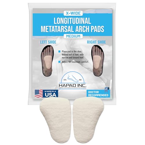 Image of HAPAD Longitudinal Metatarsal Arch Support Inserts for Women & Men, X-Wide Medium (Pack of 1) - Adhesive Arch Support Pads, Metatarsal Pads, Shoe Insoles - Foot Arch Supports for Flat Feet, High Arch