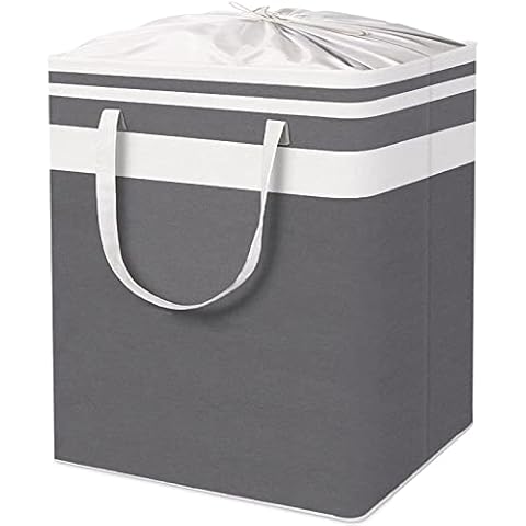 Yawinhe 107L Wäschekorb mit Kordelzug, wasserdichte Beschichtung,Faltbarer Wäschesammler Wäschebox Aufbewahrungskorb Cover