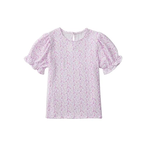 Girls Boho Floral Puff Sleeve Shirts Cotton Linen Blouses Breathable Loose Fit Tops Cottagecore Tunic Blouses Cute Tees2