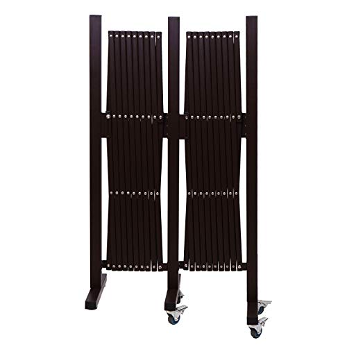 Absperrgitter HWC-B34AM, Zaun Scherengitter Trenngitter, Alu ausziehbar Laufrollen braun - Höhe 109cm, Breite 60-530cm