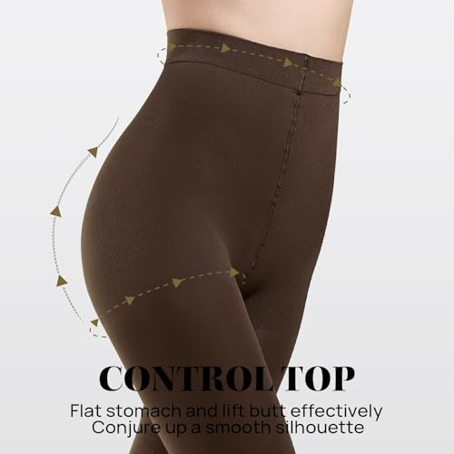 Image of MANZI Women's 2-6 Pairs Opaque Control Top Tights Comfort Stretch Pantyhose