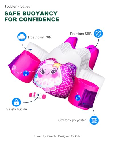 Image of AEOCOO Puddle Float Jumper for Swiming, Toddler Swim Vest for Water Play, Pool Floats with Swimming Arm Floaties Swim Jacket & Water Wings for Kids Swimmies, Boys, Girls, Ninos