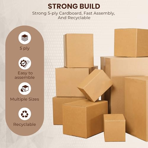 Image of Robustt 5 Ply 18 inchX12 inchX12 inch Cardboard Boxes for Packaging (Pack of 3) | Brown Corrugated Box for Packing | Shipping | Home Shifting | Parcel | Courier Packing box | Large Carton Box