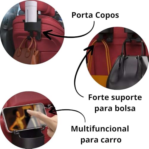 Kit 2 Gancho Multifuncional Versátil Suporte de Copo Banco Traseiro de Assento de Carro, Traseiro 3