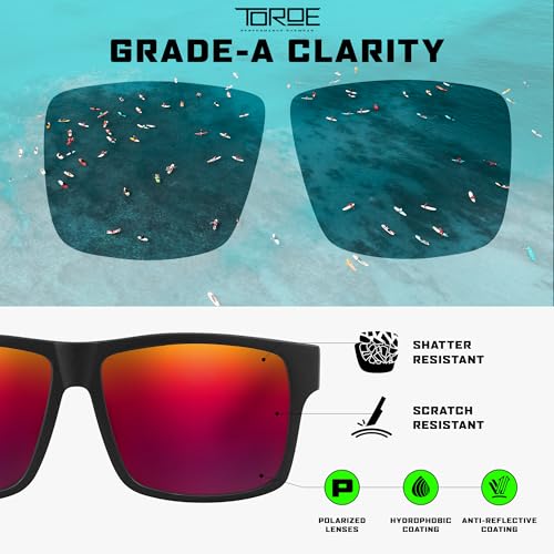 Image of TOROE Classic RANGE TR90 Frame Polarized Unbreakable Sunglasses with Hydrophobic Coated Polycarbonate AR Lenses