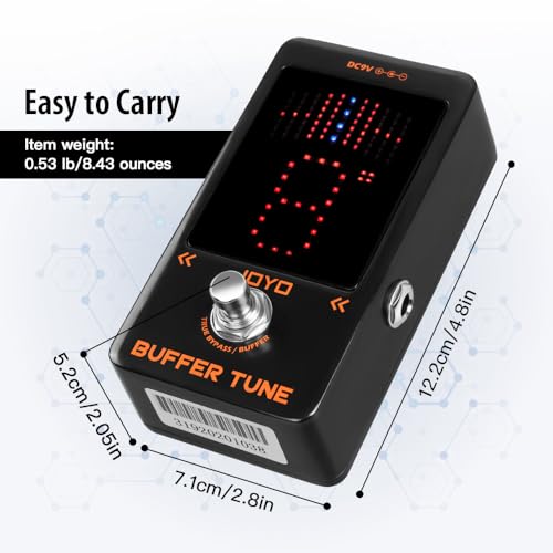 Image of JOYO Buffer & Tuner Guitar Pedal, ±1 Cent Accuracy with LED Display & Analog Buffer Circuit, DC Output, True Bypass (Buffer Tune JF-19)