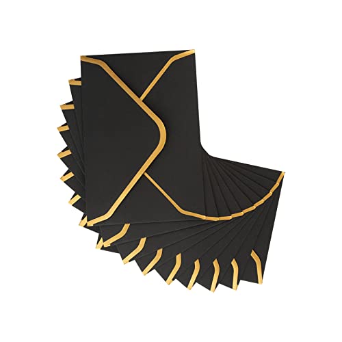 200 Pack Mini Envelopes Colorful Small Envelopes With Gold Border For Blank Note Cards, Business Gift Cards, 4 X 2.7 Inches (Black) #TOP6