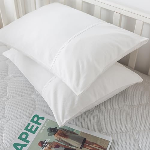 Image of Household Cotton Jersey Knit Pillowcases, Soft and Breathable Travel Pillow Cases with Envelope Closure,13 inch x 18 inch 2 Pack (Pure White)