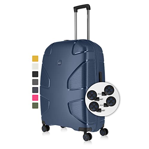 IMPACKT IP1 4-Rad Hartschalenkoffer aus recyceltem Material mit 6 Jahren Garantie; nachhaltiger Reisekoffer mit austausc...