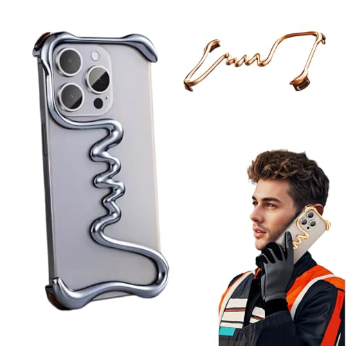 Georcep Luxury Metal Frameless Phone Case, Bayinbuluke Metal Bare Frame for iPhone 16/15/14/13/12/11 ProMax (for iPhone16 pro Max,C-Gunmetal Gray)