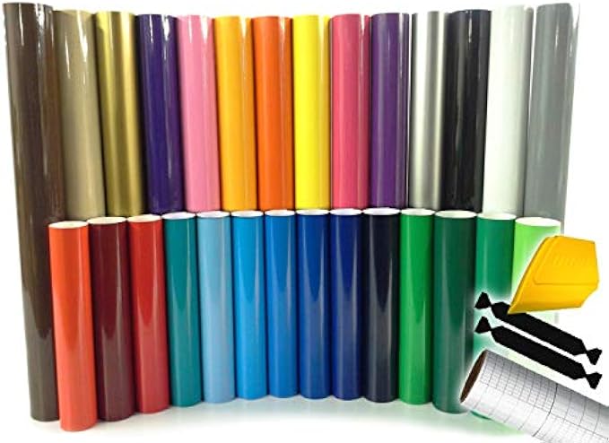 ORACAL 651 Multi-Color Vinyl Starter Kit 12" x 5ft Roll Bundle Including Toolkit & Transfer Paper Roll (47 Rolls (1 of Each!))