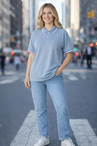Image of Mack Jonney Women's Textured Polo T-Shirt | Half Sleeve Cotton Blend Top |Casual Collar Tee | Regular Fit-M7527
