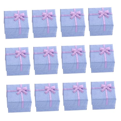 Hemobllo Caja De Lazo Para Joyas Pequeña 4x4 Cm Color Púrpura, Estuche Decorativo y Práctico Para Almacenamiento De Anillos y Pendientes, Pack De 12 Unidades Para Obsequio y Uso Diario