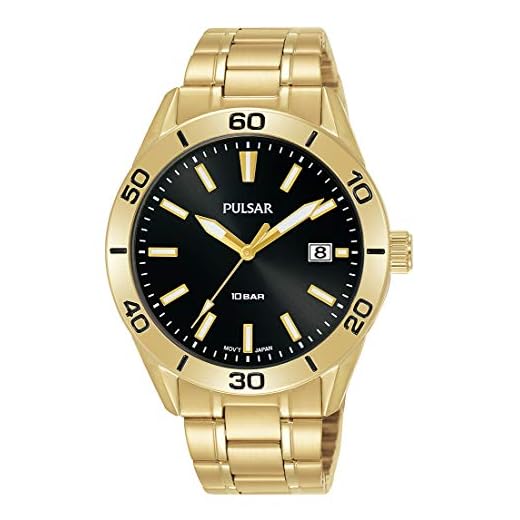 PULSAR herr analog kvartsklocka med Goldton rostfritt stål armband PS9648X1