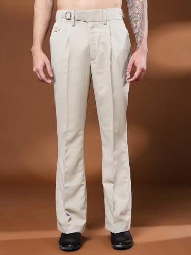 Image of Gurkha Pants for Men | Trouser for Men | Formal Pant | Single Buckle | Bell Bottom Trouser High Waist Pleated Casual Trousers | Flared Bottom Leg Pants for Office Smart Casual Travel Party