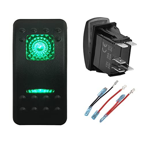 Image of Marine Grade Rocker Switch Green Backlit 5 PIN ON-Off UTV Toggle Switch for Car Boat Off-Road Vehicle Pickup Tractor Motorcycle SXS Dashboard 12V 24V IP66
