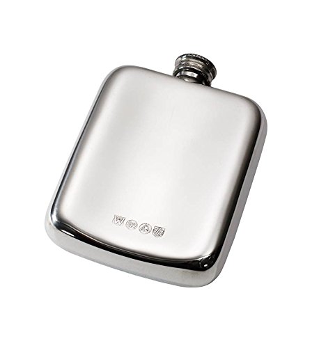 Wentworth Pewter- Shamrock Feather Pewter Cushion Pocket Flask, Spirit Flask