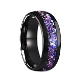 Mesnt Anillo de tungsteno para hombres y mujeres, alianza de boda, hombre y mujer, anillo de tungsteno 8 mm, ajuste cómodo con fragmentos morados, Metal, Sin gemas.