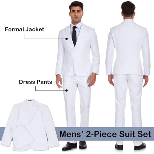 Mens Suit 2 Pieces Suits for Men Slim Fit Blazer Wedding Prom Tuxedo Suit Jacket Pants Set3