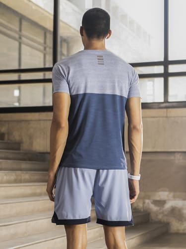 Image of FitMonkey Sports Crew Neck Stretchable Dry Fit T Shirt | Regular Fit Textured T Shirt for Men |Sport T Shirt for Men | Quick Dry Technology with Moisture Control |Breathable & Lightweight