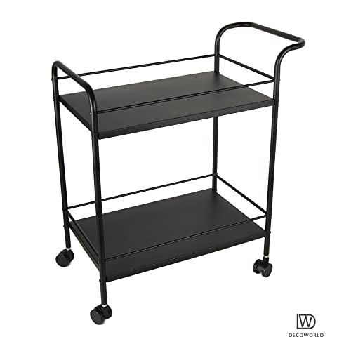 Image of DECOWORLD|| Premium Metal Kitchen Serving Trolley with Wheels|| Barcart Trolley, Serving Trolley, Utility Cart with Wheels for Kitchen, Dining Room, bar or Living Room