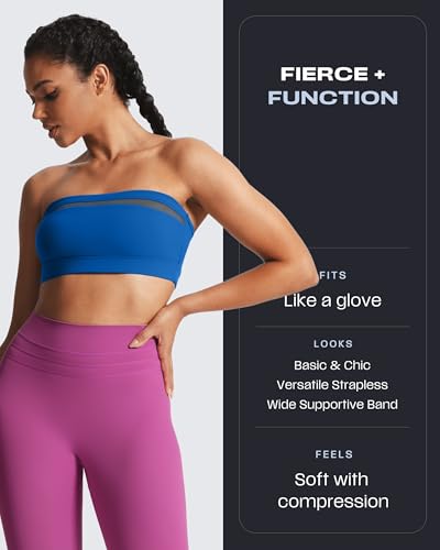 Image of Aoxjox Women's Workout Strapless Bandeau Mesh Bras Training Fitness Running Yoga Crop Tank