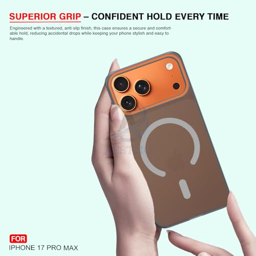 Image of AESTMO iPhone 17 Pro Max Back Cover | Slim Hard Shell | Matte Frosted Hard Back Translucent Back Cover for iPhone 17 Pro Max (Compatible with MagSafe Accessories, Black)
