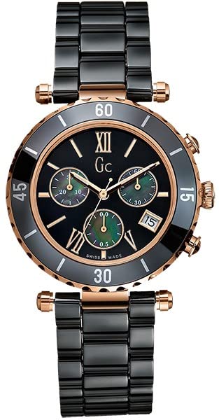 Reloj gc.col.Diver Chic cron.cerm.Negro damski analogowy zegarek kwarcowy z ceramiczną bransoletką 47504M2