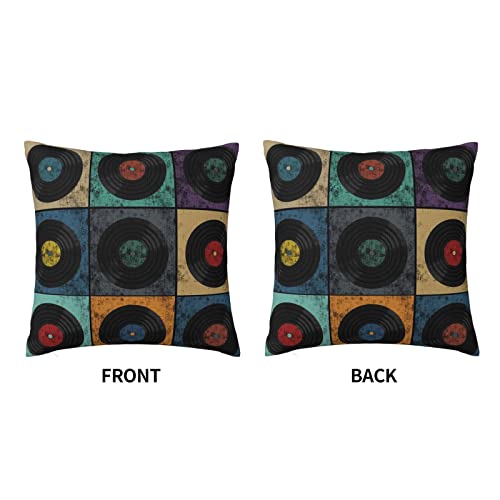 Classic Colorful Rock Vinyl Records Throw Pillow Cover Cozy Soft Home Decorative Square Pillow Cases For Party Sofa Couch Bed Cushion Cover 18X18 Inches #TOP2