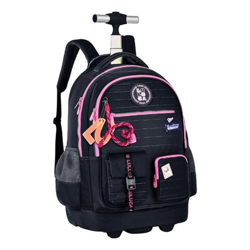 Volunder, Mochila Luluca Carrinho Grande Rodinha Notebook Escolar Cor:Preto