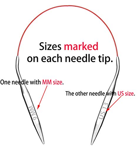 Size 13 Circular Knitting Needles 16 Inch Set Round Metal Kit - Thumbnail 6