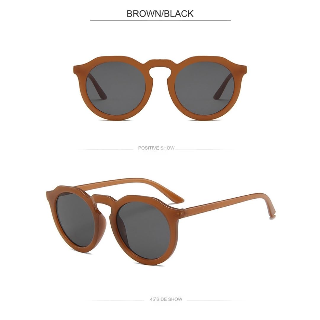 2 gafas de sol redondas retro para mujer gafas de moda UV400 color naranja y negro estilo punk.