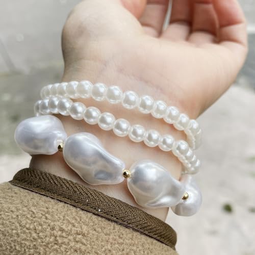 Image of 3 Pcs Star Charm Bracelet Set White Beads Stretch Bracelets Friendship Birthday Party Y2K Jewelry Gifts for Best Friends Bff