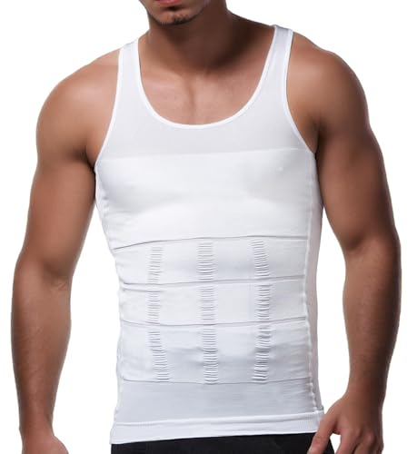 Mens Compression Tank Tops Slimming Body Shaper Vest Shirts Abs Shaping Workout Shapewear