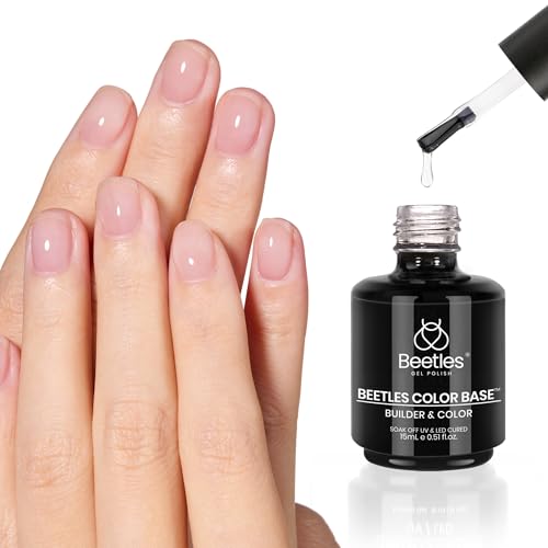 Beetles Rubber Base 15ml - Clear Color Base Builder Nail Gel for Nails Strengthening Thickening and Sculpting Soak Off UV LED Long Lasting