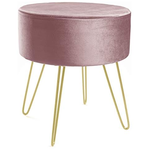 Zedelmaier Runder Sitzhocker Schminktisch Hocker Ottoman Gepolsterter Hocker Metallstütze Cover
