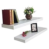 HAO Set of 2 Modern 10 Inch Depth Shelf For The Wall Wood Wall-Mounted Storage Shelf MDF Display Shelving Approx 36