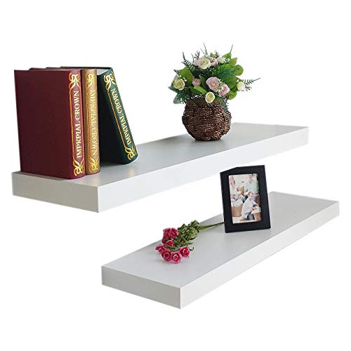 HAO ALWAYS DO BETTER Set of 2 Modern 10 Inch Depth Shelf for The Wall Wood Wall-Mounted Storage Shelf MDF Display Shelving Approx 36