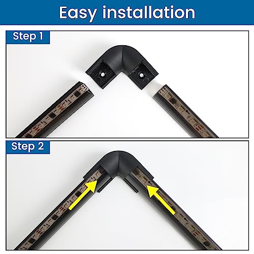 image for Muzata 8Pack Black Corner Connector Kit for LED Channel L Shape 90 Deg