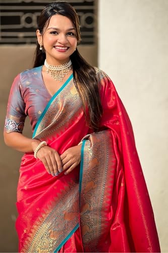 Image of SGF11 Women's Kanjivaram Patola Silk Saree Silk Saree Pure Golden Zari With Blouse Piece