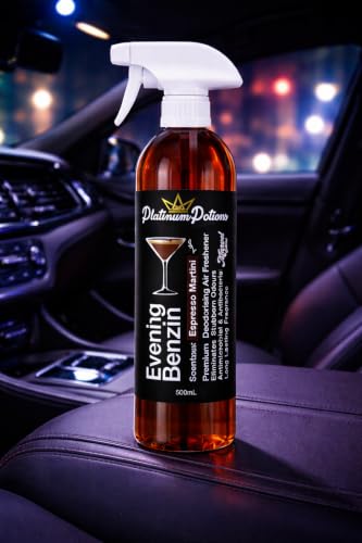Image of Water-Based Car Air Freshener Spray | Luxury Automotive Deodorizer | Mold-Resistant Formula | Eliminates Odors and Refreshes Vehicle Interior | 17 fl oz | Evening Benzin