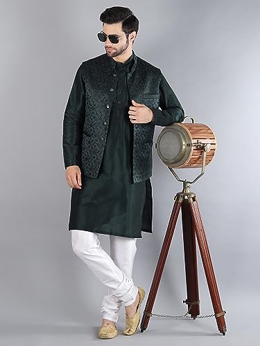 Image of Uri and MacKenzie Men's Silk Blend Kurta Pajama with Designer Ethnic Nehru Jacket /Modi Jacket
