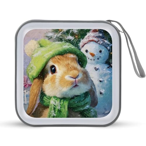 Cute Rabbit And Snowman CD Case DVD Storage Case Portable